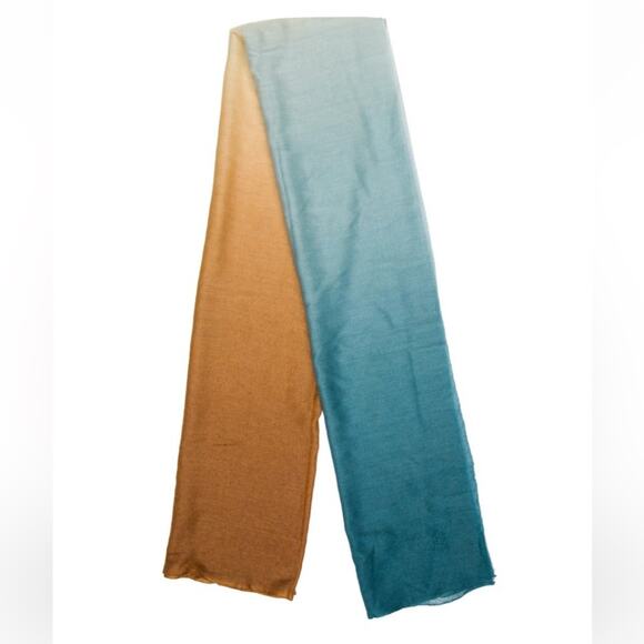 Hermes Ombre Gadient Large Shawl Blue Orange cashmere silk - Picture 2 of 12